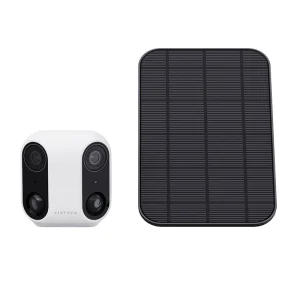 VIRTAVO PandaVista Dual Lens Security Camera Outdoor Wireless | 160° Panoramic View, Solar Powered WiFi Cam