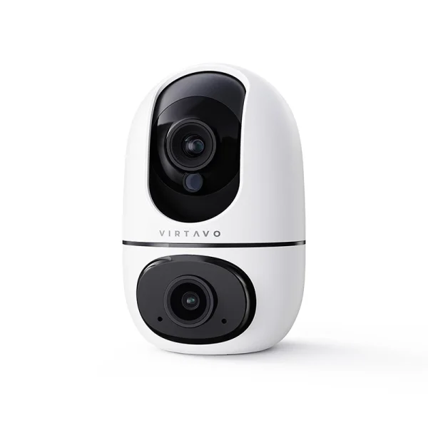 VIRTAVO EggSentry Dual Lens Security Camera | 360° View Indoor Cam, Pet Camera & Baby Monitor with AI Motion Tracking