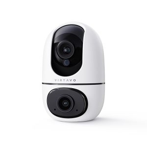 VIRTAVO EggSentry Dual Lens Security Camera | 355° Pan-Tilt Indoor Cam, Pet Camera & Baby Monitor with AI Motion Tracking